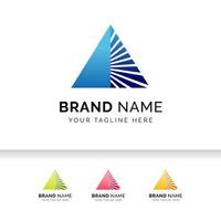 High tech triangle business corporation logo template. Digital mountain pyramid logo. vector