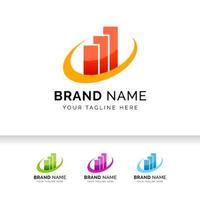 Business logo with bars and chart stock icon. Market Statistic logo. vector