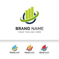 Business logo with bars and chart stock icon. Market Statistic logo. vector