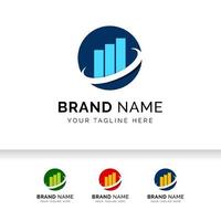 Business logo with bars and chart stock icon. Market Statistic logo. vector