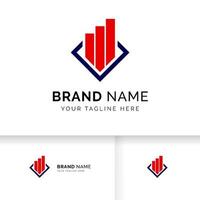 Business logo with bars and chart stock icon. Market Statistic logo. vector