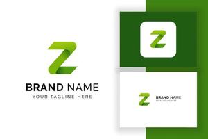 Creative letter Z icon in green color style. Vector green alphabet letters logo.