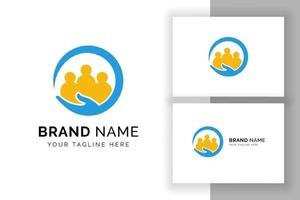 family care logo design template with hand care vector icon illustration