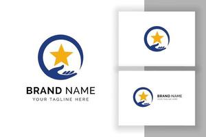 hand care with star logo design template. hand care vector icon symbol