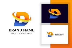 Digital letter D Logo design template. Techno alphabet letter icon. vector