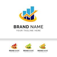 Growth up arrow business logo template. Market Statistic Report logo. vector