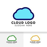 diseño de logotipo de tecnología en la nube en estilo de arte lineal. icono de vector de diseño de logotipo de nube