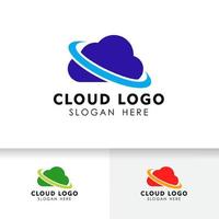 plantilla de diseño de logotipo de nube. Plantilla de logotipo de icono de servidor de datos en la nube. vector