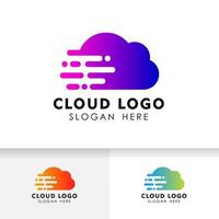 diseño de logotipo de tecnología en la nube. diseño de logotipo de nube de velocidad. vector