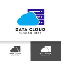 plantilla de diseño de logotipo de nube. plantilla de logotipo de icono para servidor de datos en la nube o alojamiento. vector