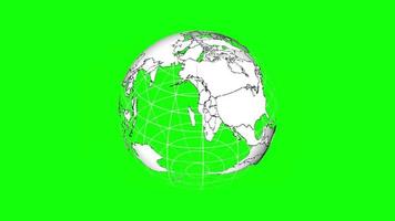 tela verde da animação do loop da terra do mapa mundial video