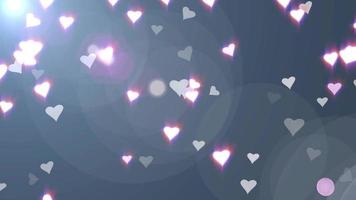 glow light pink heart particle loop animation video