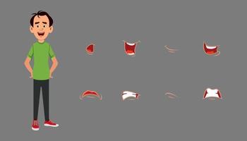 Character lip sync expression set. Different emotions for custom animation vector