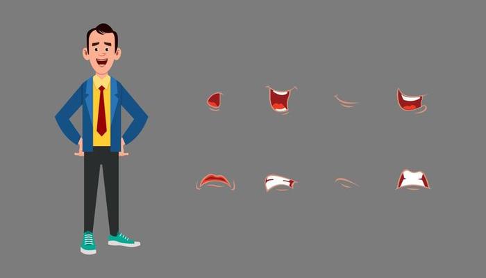 Character lip sync expression set.  Different emotions for custom animation