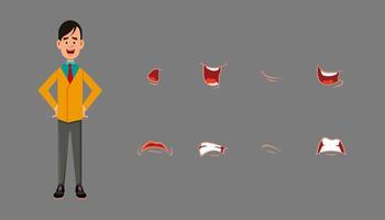 Character lip sync expression set. Different emotions for custom animation vector