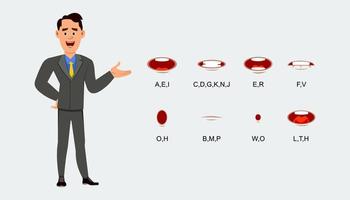 Mouth lip sync set for animation. Character lips talking expression sheet. vector