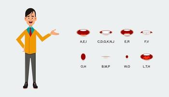 Character lip sync expression sheet. Character talking expression sheet. vector