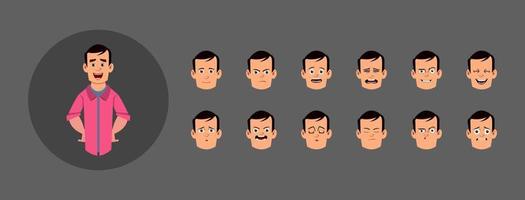 personas con diferentes emociones faciales. diferentes emociones faciales para animación, movimiento o diseño personalizados. vector