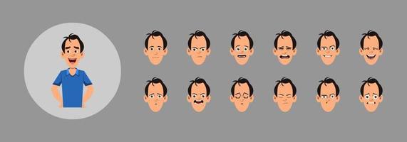 People with different facial emotion set.  Different facial emotions for custom animation, motion or design. vector