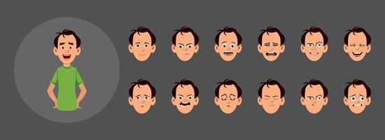 personas con diferentes emociones faciales. diferentes emociones faciales para animación, movimiento o diseño personalizados. vector