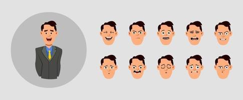 personas con diferentes expresiones faciales. diferentes emociones faciales para animación, movimiento o diseño personalizados. vector