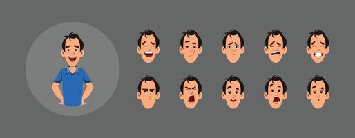 personas con diferentes emociones faciales. vector