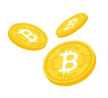 Group of bitcoins Creative financial concept of blockchain based cryptocurrency virtual money or symbol of digital coin Simple trendy cute object vector illustration Free flat style graphic icon