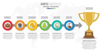Infographic template design with 6 color options. vector