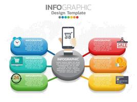 Infographic template design with 6 color options. vector