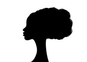 Afro hairstyles, portrait beauty Woman hair salon logo design silhouette, vector isolated on white background