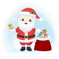 Cute santa claus and gift bag. Christmas season vector