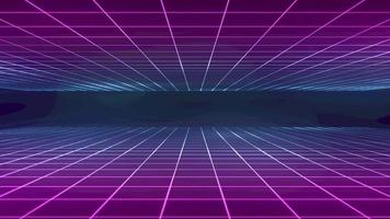 purple and blue wire frame cyber grid zoom loop animation video