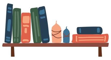 Bookshelf with books and candles vector