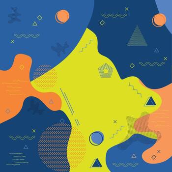 Abstract background of colored spots with colored geometric shapes vector