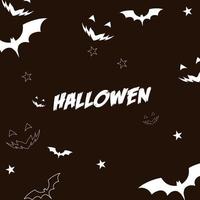 Happy Halloween banner or party invitation background with night clouds and pumpkins in paper cut style. Vector illustration. Full moon in the sky, spiders web and flying bats. Place for text