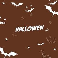 Happy Halloween banner or party invitation background with night clouds and pumpkins in paper cut style. Vector illustration. Full moon in the sky, spiders web and flying bats. Place for text