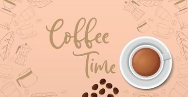 Coffee break, stylish coffee light background - Vector