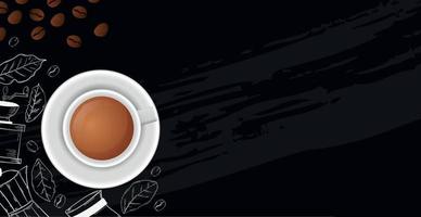 Coffee background with realistic cup of coffee - Vector