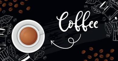 Coffee break, stylish coffee dark background - Vector