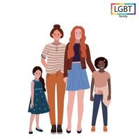 familia lgbt dos madres y dos hijas - vector