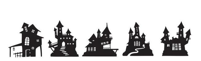 Selection of gloomy castles halloween on white background - Vector