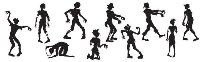 Set of 10 different halloween zombies on white background - Vector