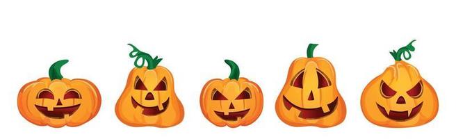 Assembly of different halloween pumpkins on a white background - Vector