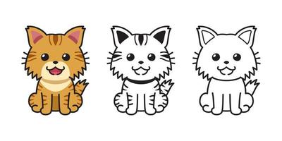 Set of vector cartoon character cute tabby cat