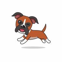 Vector cartoon character happy boxer dog running