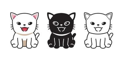 Set of vector cartoon character cat