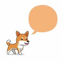 personaje de dibujos animados perro shiba inu con bocadillo vector
