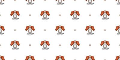 Cartoon character cavalier king charles spaniel dog seamless pattern background vector