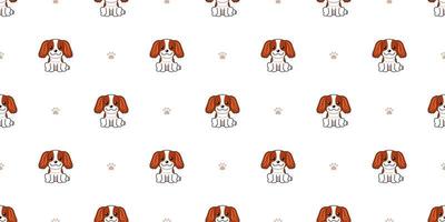 Cartoon character cavalier king charles spaniel dog seamless pattern background vector