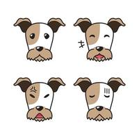 Conjunto de caras de perro fox terrier de alambre de caracteres que muestran diferentes emociones vector